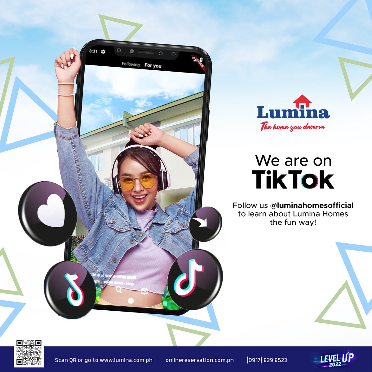 Lumina_Official's tweet photo. Lumina Homes is now on Tiktok!
Follow our official TikTok account to see behind-the-scenes looks of Lumina Homes and discover the latest competitions and challenges you can take part in.
Just drop by https://t.co/9NZlXy1788
#LuminaHomes #TheHomeYouDeserve #LevelUp2022 https://t.co/RA377H7La4