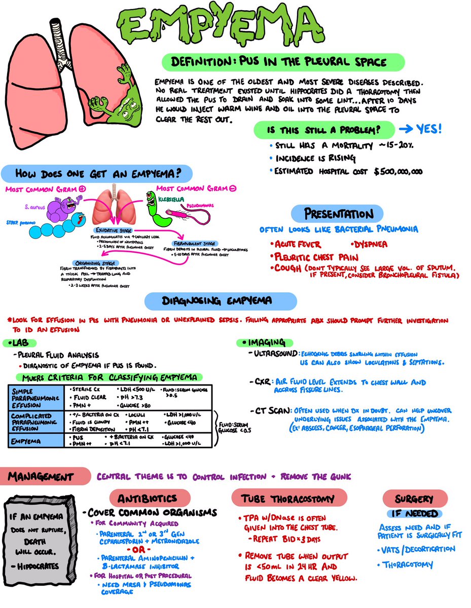 My 2 year old pointed to my lung drawing and said “yucky”. So here is some yucky empyema info for everyone #MedTwitter #FOAMed #ICU ncbi.nlm.nih.gov/books/NBK53429… err.ersjournals.com/content/19/117…