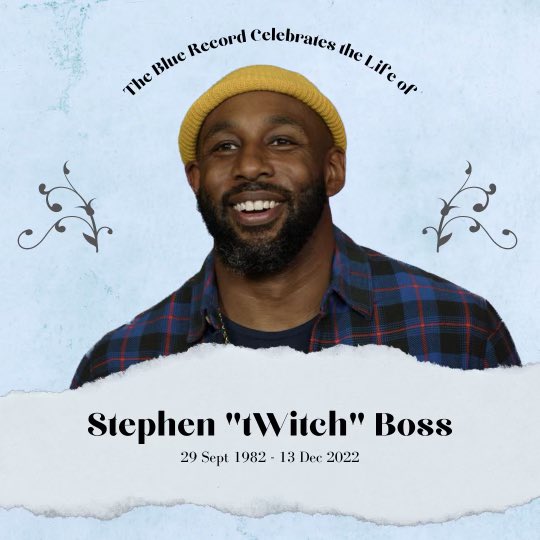 thebluerecord's tweet photo. The Blue Record sends our deepest sympathies to the family and friends of Stephen “tWitch” Boss. An iconic dancer and actor, his meaning and importance to Black people is indescribable. We encourage everyone to check on those you love. https://t.co/cOmBG5LzcW