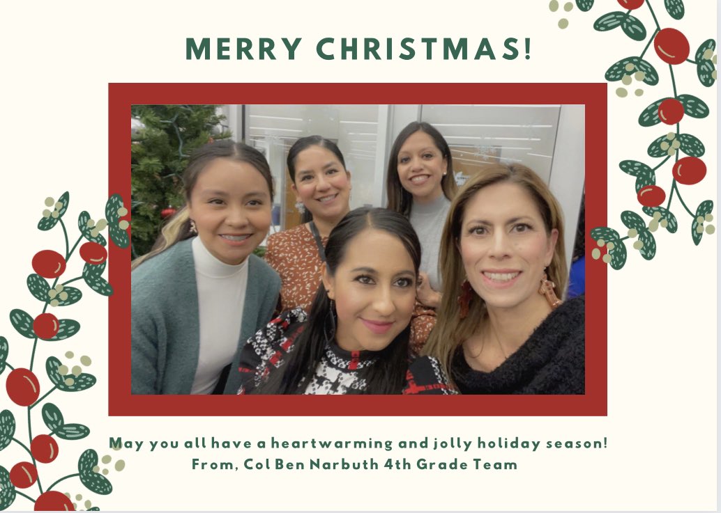 Yvette Frias, M.ED. (@yfrias_cnbe) on Twitter photo May you all have a heartwarming and jolly holiday season! From Col Ben Narbuth 4th Grade Team! <a href="/KRede_BNES/">Karina Rede</a> <a href="/JSifuentes_BNES/">Jill Sifuentes</a> <a href="/Lozoya_BNES/">Perla Lozoya</a> <a href="/ELoya_BNES/">ELYBNES</a> #4thGradeRocks #JackrabbitTeachers May you all have a heartwarming and jolly holiday season! From Col Ben Narbuth 4th Grade Team! <a href="/KRede_BNES/">Karina Rede</a> <a href="/JSifuentes_BNES/">Jill Sifuentes</a> <a href="/Lozoya_BNES/">Perla Lozoya</a> <a href="/ELoya_BNES/">ELYBNES</a> #4thGradeRocks #JackrabbitTeachers