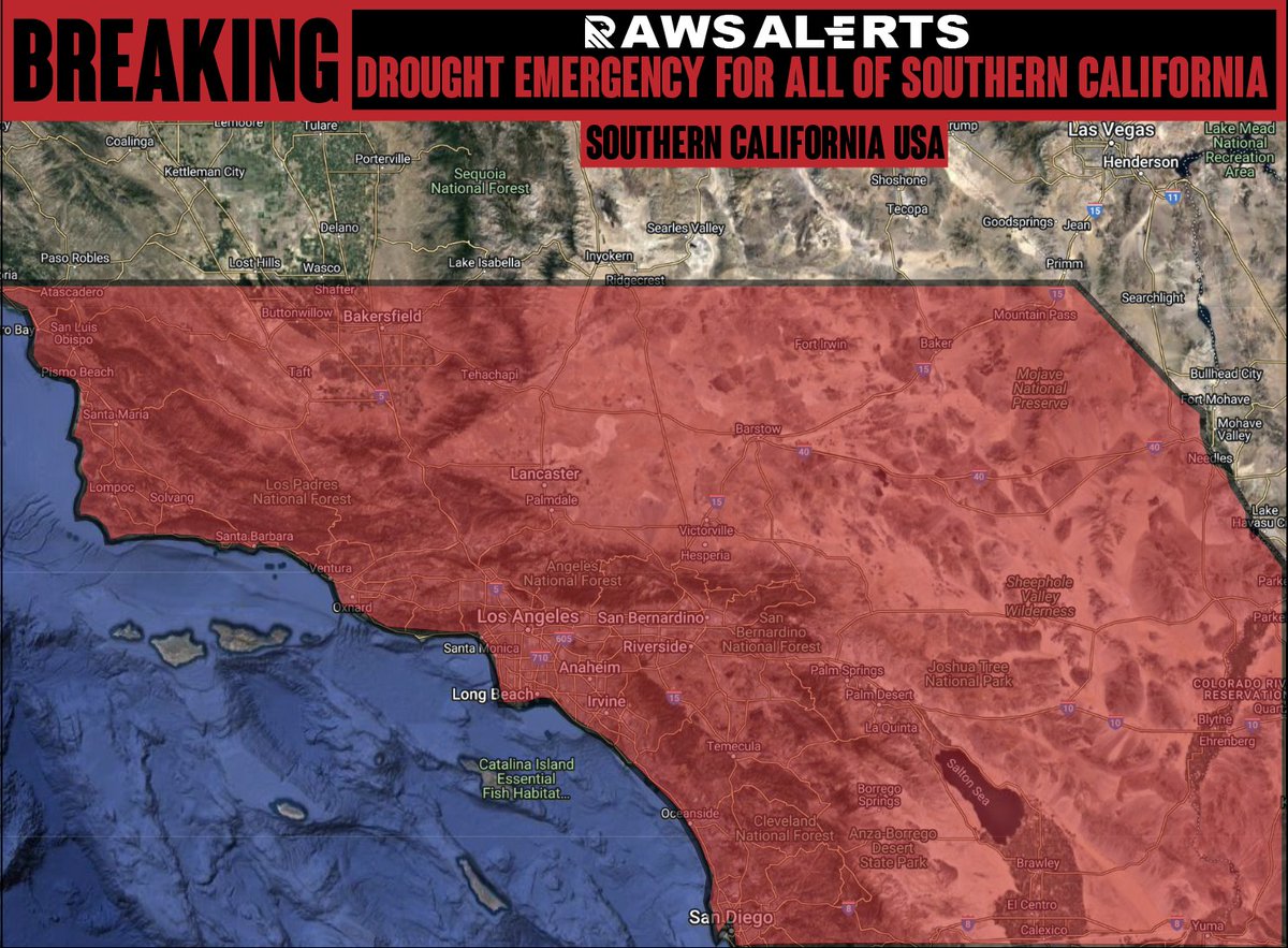 rawsalerts's tweet image. 🚨#BREAKING The nation's largest water supplier has declared a drought emergency

📌#California | #CA

The nation's largest water supplier has declared a drought emergency for all of Southern California, clearing the way for potential mandatory water restrictions early next year