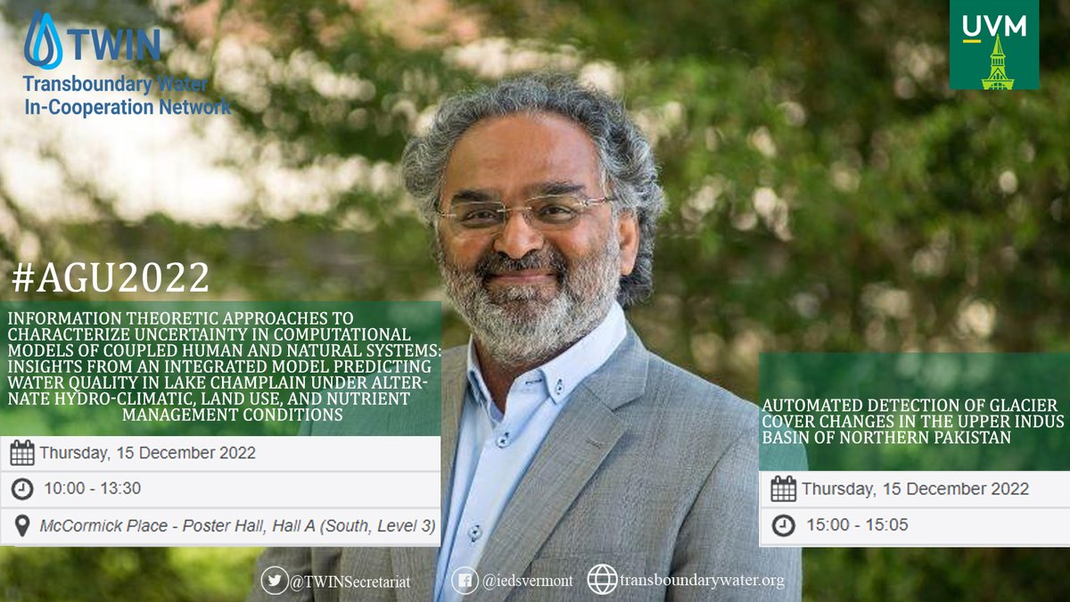 Prof. <a href="/asim_zia_/">Asim Zia</a> from <a href="/uvmvermont/">University of Vermont</a> would be speaking at two sessions at <a href="/theAGU/">AGU (American Geophysical Union)</a>. The session on glacier cover would be online. More at:agu.confex.com/agu/fm22/meeti…
#AGU2022