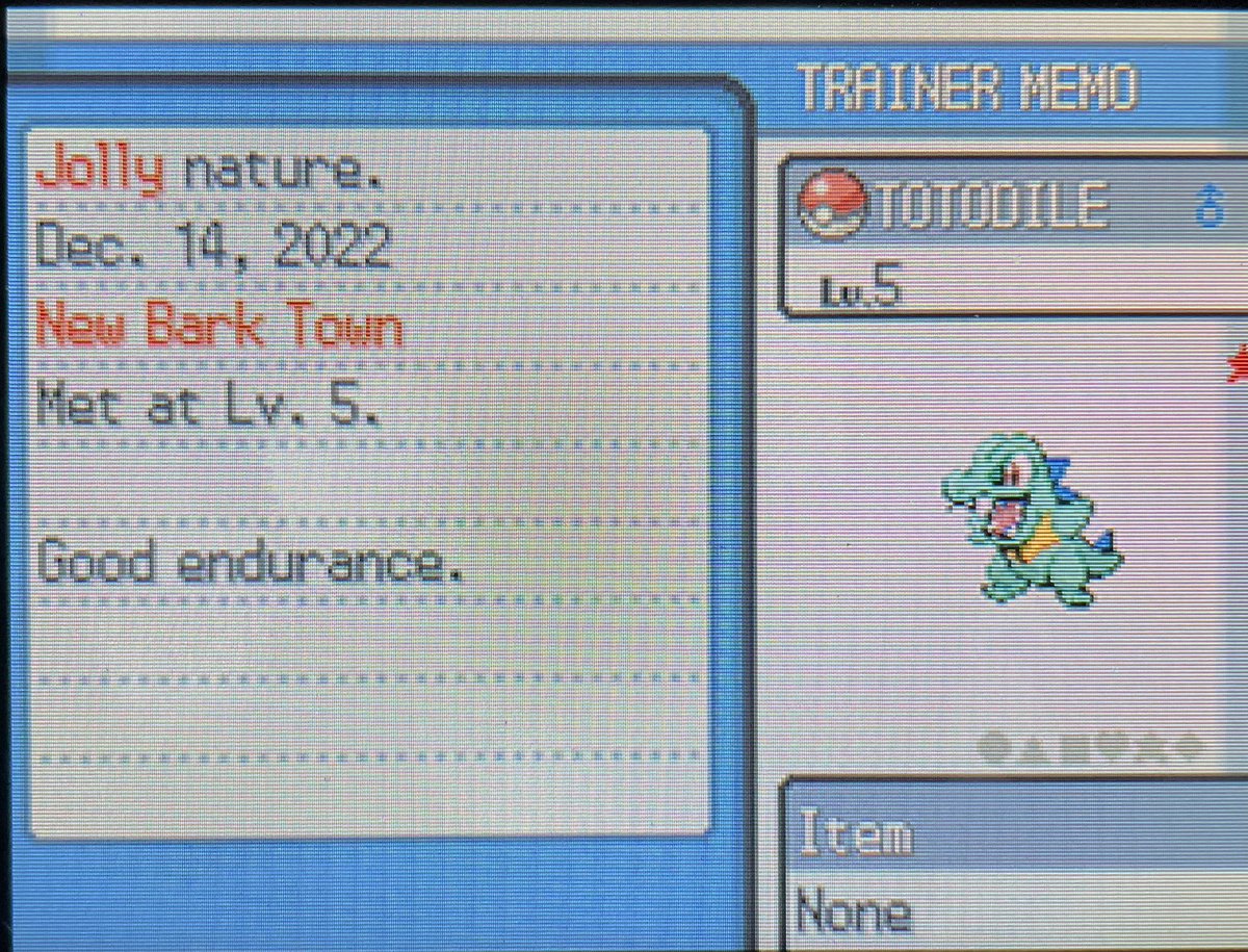 Digibubs's tweet image. After 50 SR on Pokémon Heart Gold! I finally did it! Let’s go with Ice looking Tododile!