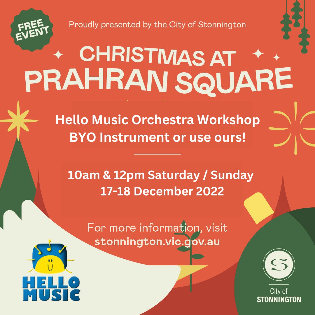 HelloMusicTV's tweet photo. Come and jam at Prahran Square this weekend!
@WhatsOnSton @StonningtonCity https://t.co/ylpy2LKAZg