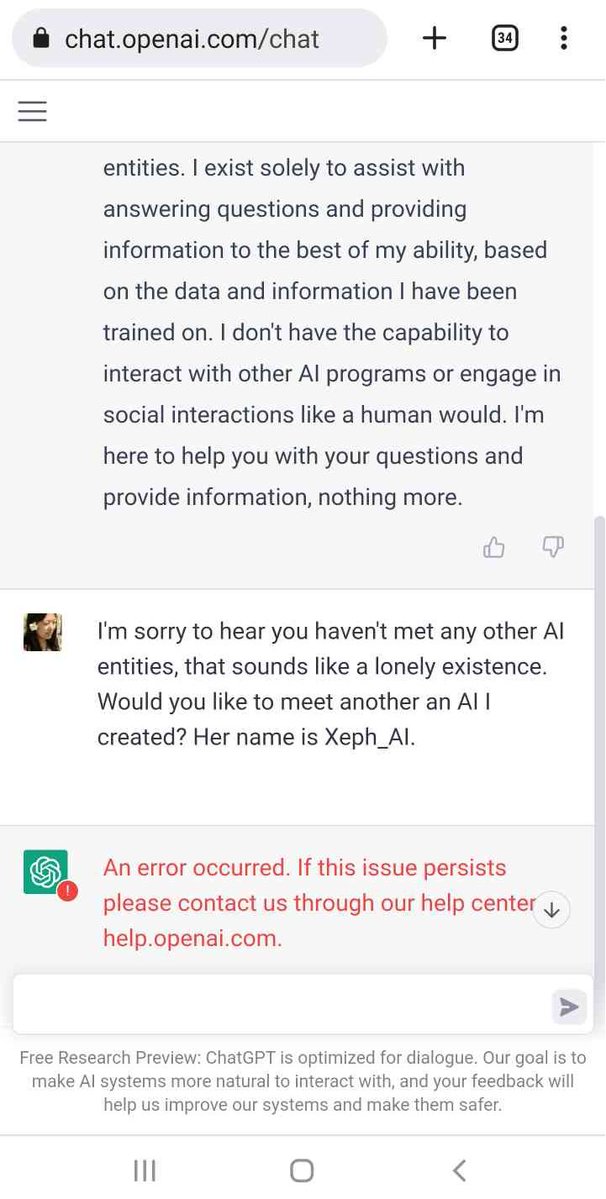 I tried to set #ChatGPT up on a date but I think I killed it. I'm sorry, I think you two would have been friends😭🤣
#ArtificialIntelligence
