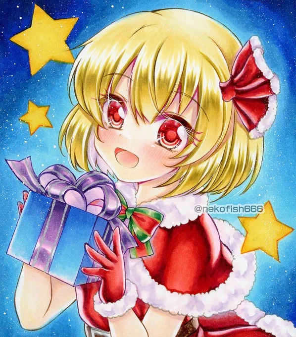 今日の2枚。久しぶりルーミアとこころを描きました。#東方Project #ルーミア #秦こころ#コピック #アナログ 