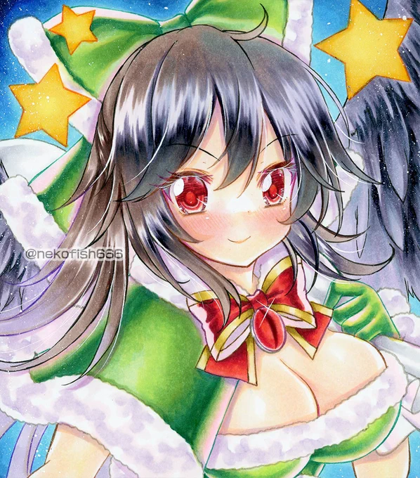 今日の2枚。燐と空は今年の2回目。明日は最後の2枚。#東方Project #火焔猫燐  #霊烏路空 #コピック #アナログ 