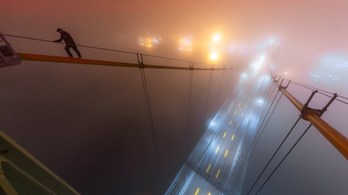 Foggy night atop Atlantic Canada’s 2nd largest bridge