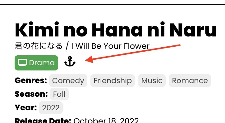 I’ve now added an anchor icon like this -> ⚓︎  in search results on Drama-Otaku.com
If you see this icon it means a link for RAWs is available.
This is archive page for Fall 2022: drama-otaku.com/season/fall/?b…