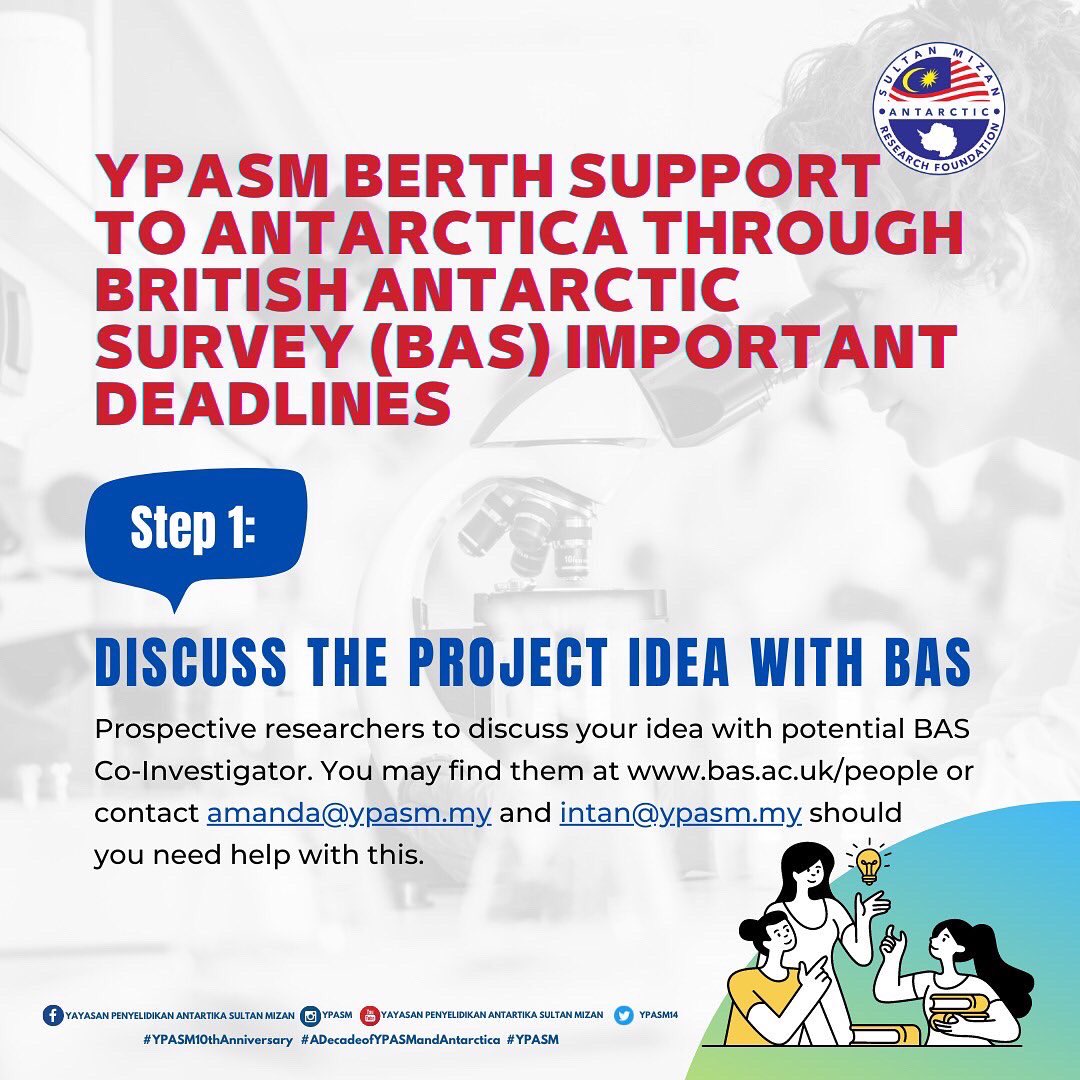 YPASM14's tweet photo. Dear Malaysian Polar Researchers, here are the important dates and steps for those who would like to undertake fieldwork at BAS Research Stations (Signy or Rothera) season 2023/2024.
All the best!
#YPASM #PolarResearch #PolarResearchersMalaysia #MalaysianScientist https://t.co/sAqoxu0lWc