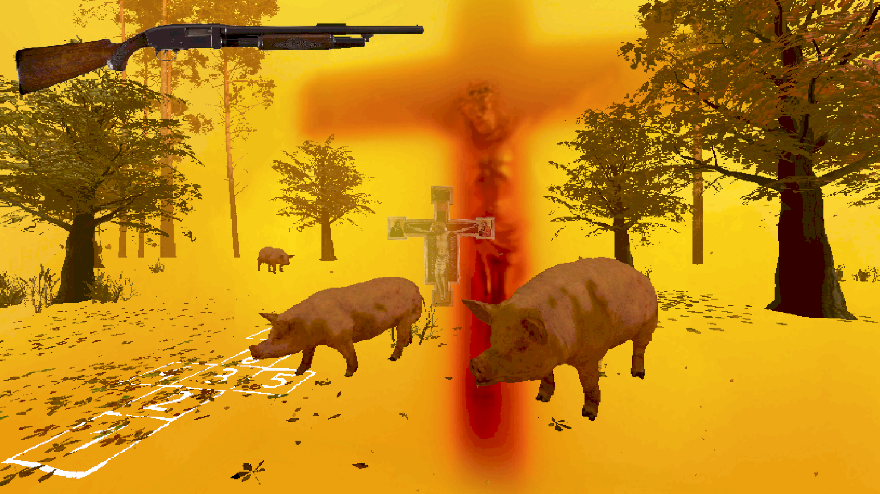 Tomorrow, December 16th, I'll be releasing a short narrative game thingy I've been chipping away at this year.

Haram, coming to itch.io for free. 🐖