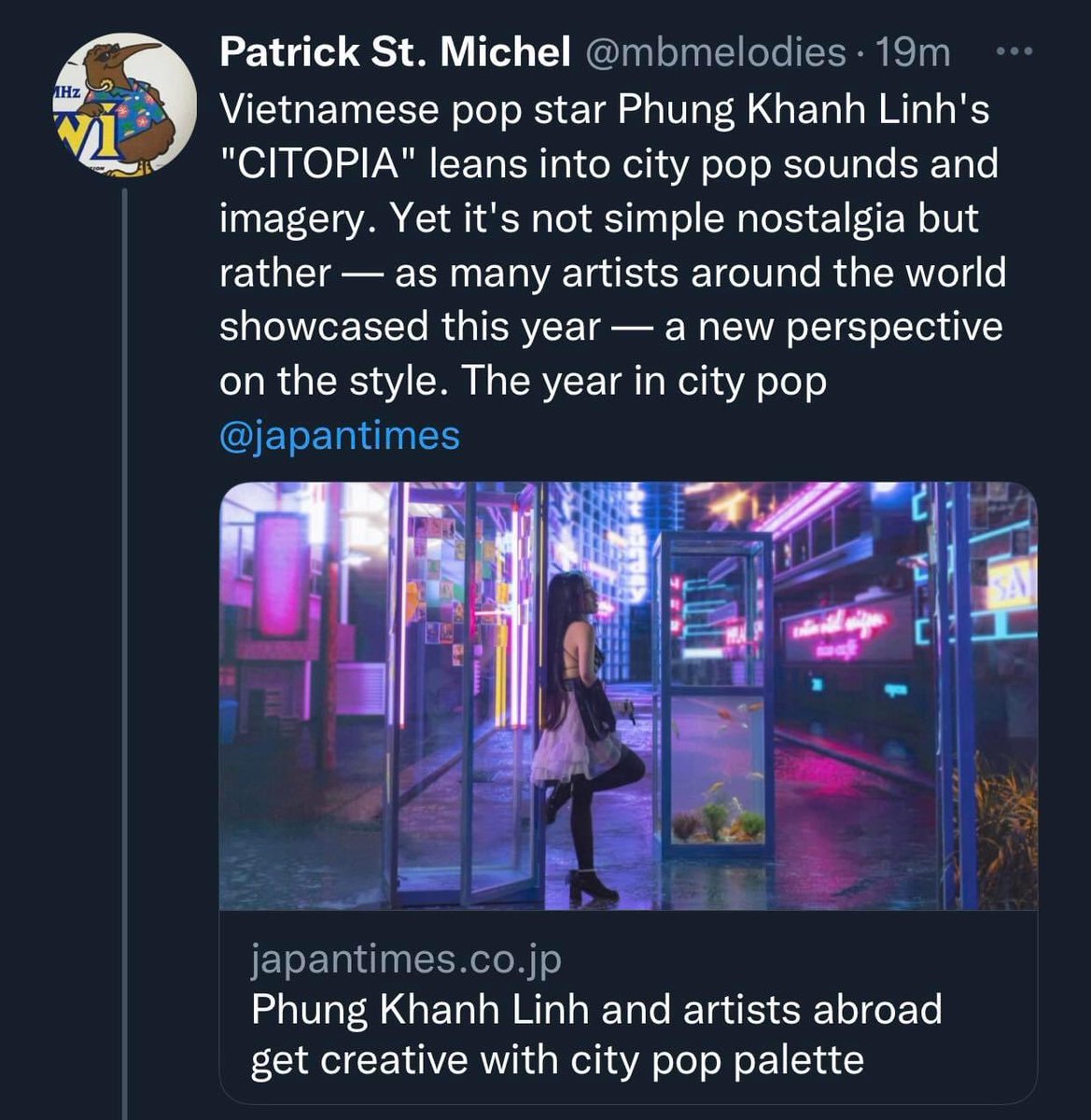 pklinhofficial's tweet photo. Phung Khanh Linh &amp; CITOPIA featured on The Japan Times @japantimes 
Thank you Patrick St.Michel @mbmelodies for the great story ❤️❤️❤️

https://t.co/IZegQRo5Fq

#PhungKhanhLinh #CITOPIA #citypop #japantimes https://t.co/7AF6TtgZRh