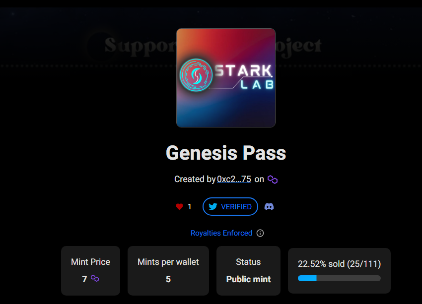 StarkLabgames's tweet photo. Stark Lab Genesis pass mint has been opened.
All the genesis pass holder will be eligible for mainnet genesis NFT for free.
(Genesis Mint price on Mainnet
Whitelist holder: - FREE
Public Mint: - $111)
#nft #FreeMintNFT #Suiecosystem #sui #starklab https://t.co/LMal5Orbcn