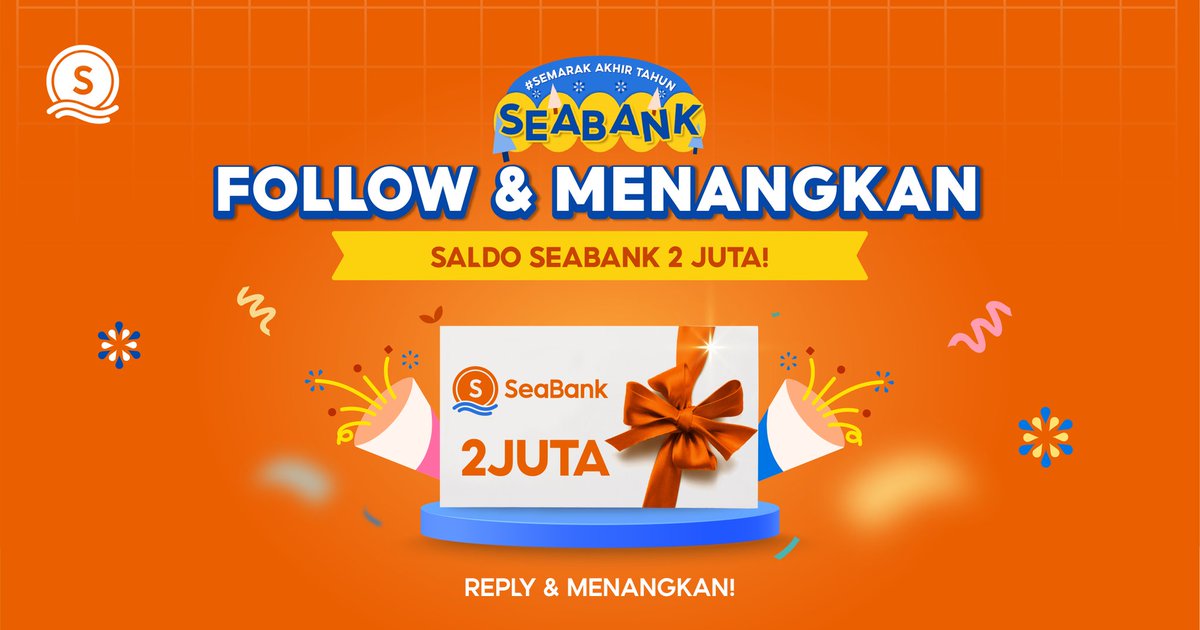 ✨MENANGKAN HADIAH SALDO SEABANK 2 JUTA!✨

S&amp;K:
1. FOLLOW TWITTER @SEABANKID &amp; IG SeaBank instagram.com/seabank.id/ 
2. REPLY dengan mencantumkan username Twitter &amp; IG kamu lalu MENTION 1 ORANG TEMANMU!

Semoga kamu jadi pemenangnya!🥰