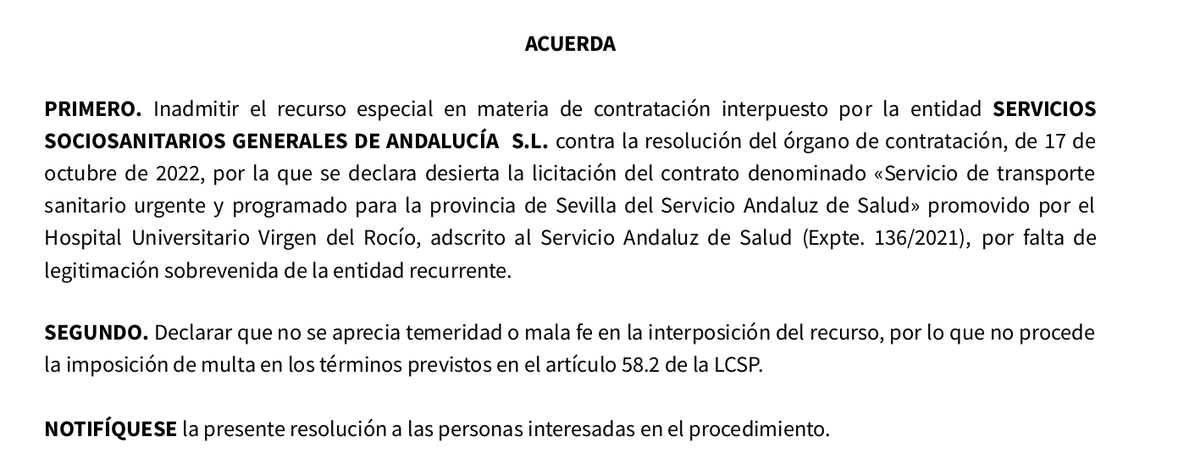 TSC_Digno's tweet photo. Mirad que nos hemos encontrado hoy, que TARCJA dice que no que como no puedes ser un licitador legitimo no puedes concursar al igual que el otro licitador por lo tanto es correcto que la licitación en Sevilla se quede desierta. Hay que ver el plan de igual. ¿Y Córdoba que? https://t.co/9fO1hrSH7t
