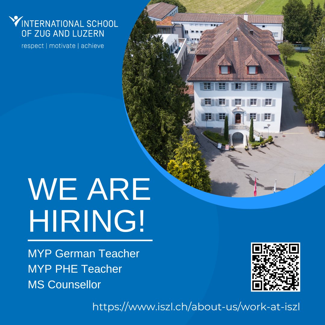 Dequanne's tweet photo. We are seeking educators to join the @iszl and work together towards realising our mission to "make the world, or our corner of it, a better, kinder place." #iszl #zug https://t.co/xNQoxTfBi4