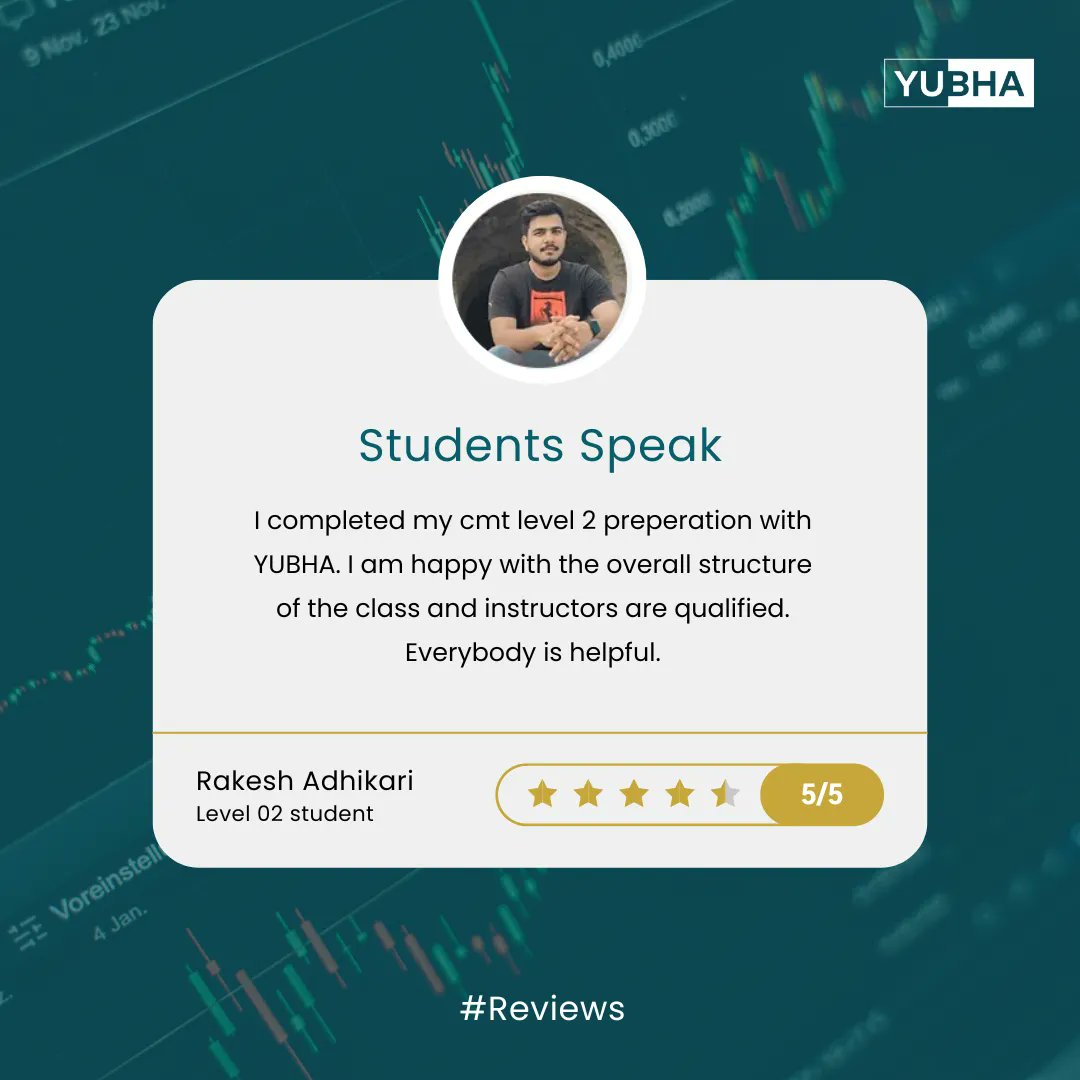 Look what Rakesh has to say about his experience at YUBHA 🙂 
#studenttestimonal #cmt #cmtprep #cmtprepexam #cmtprepreviews #yubhacmt #reviews #testimonial