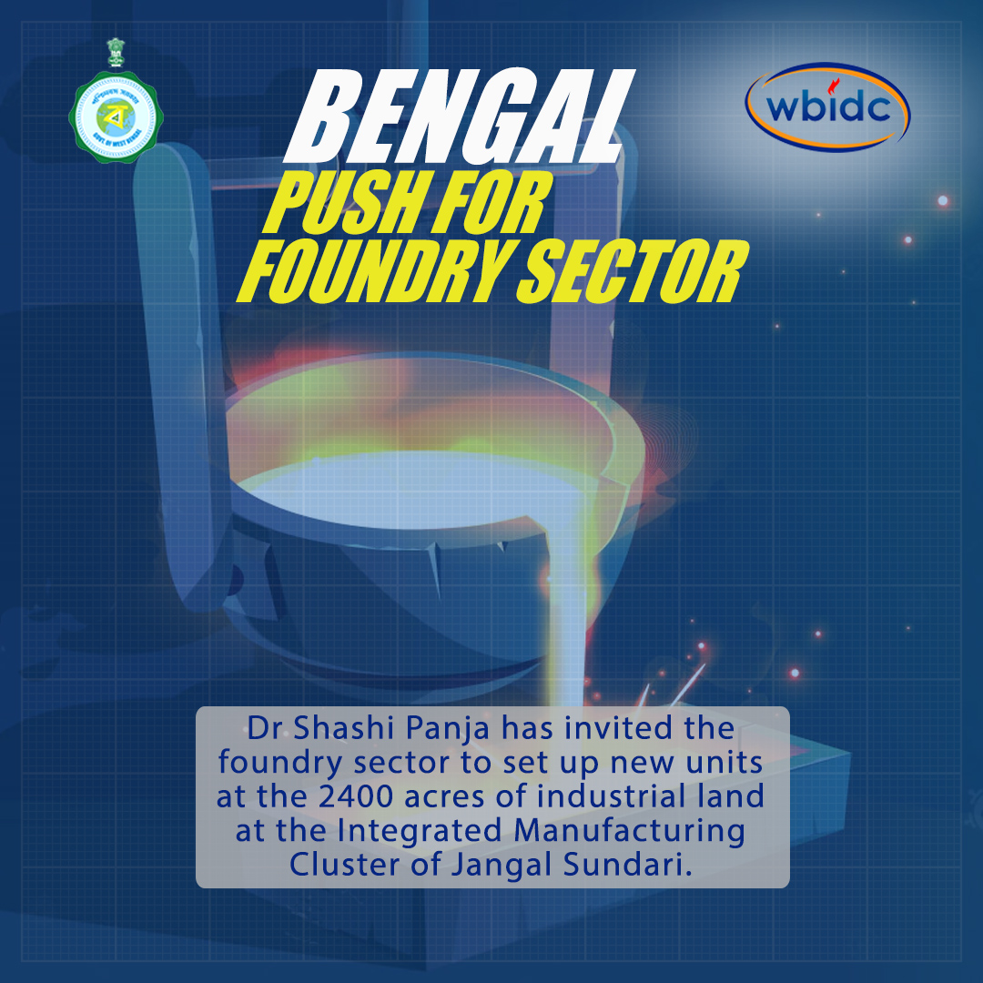 WBIDC: Bengal #industry minister <a href="/panja_shashi/">Shashi Panja</a> invited the state's #foundry sector [...] manufacturing cluster at Raghunathpur in Purulia district.

Bengal occupies 5.5% of the national turnover 2 the tune of ₹5,000 cr in the foundry &amp; forging sector. rb.gy/y3maky