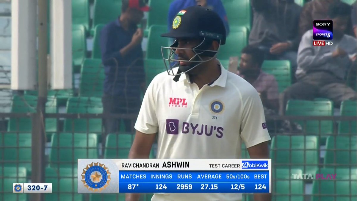 CricCrazyJohns's tweet photo. The contribution with the bat by Ashwin is just remarkable at number 8. https://t.co/IioUFjSTHq