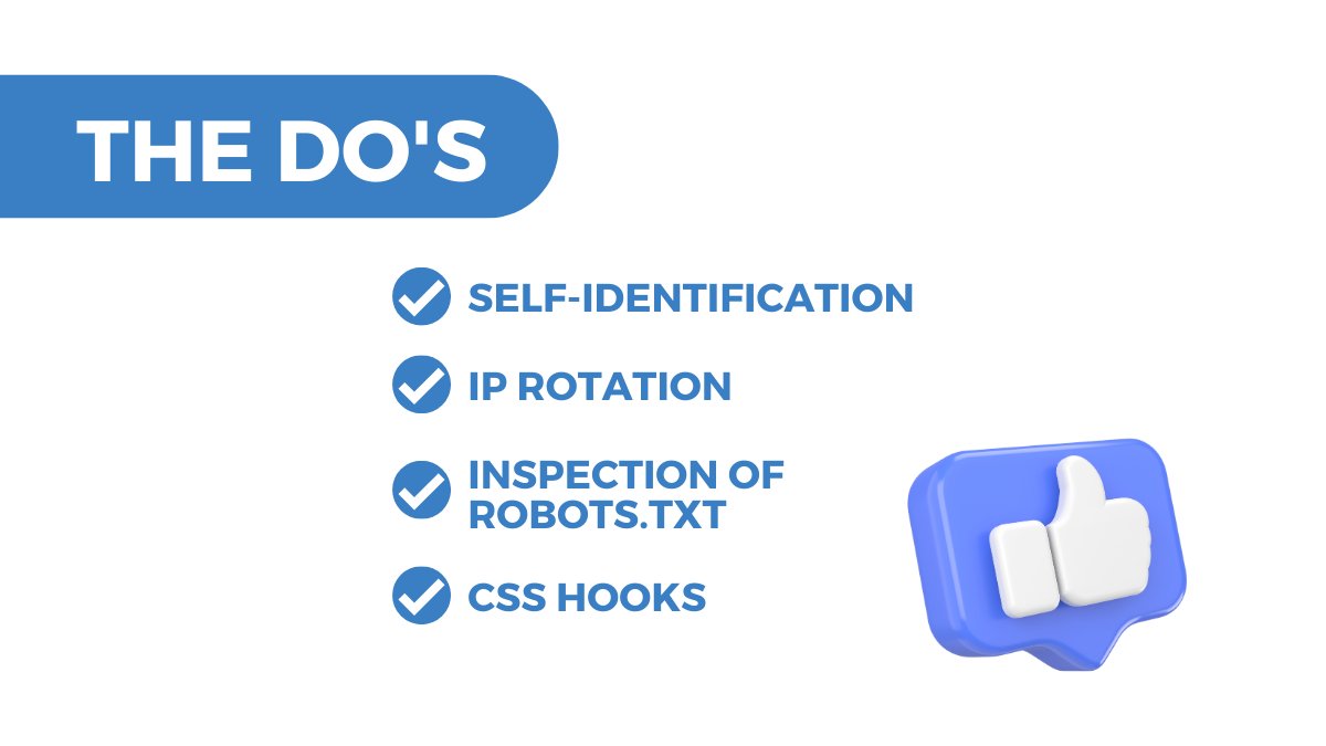 proxyscrape_'s tweet image. Web Scraping is a powerful tool that lets you collect data from the internet. However, this should be used responsibly and be utilized according to your needs.

Visit bit.ly/3GSCK3c to know more.

#ProxyScrape #WebScraping #DosAndDonts #ScrapingTip #DataCollection