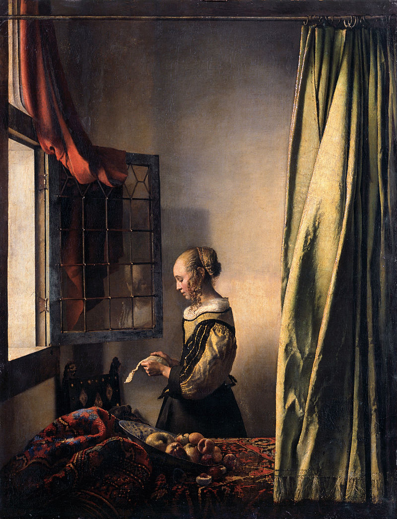 Antonio79B's tweet photo. Oggi nel 1675 moriva il pittore olandese #JanVermeer.

(DONNA CHE LEGGE DAVANTI ALLA FINESTRA, anno 1657 circa, olio su tela, 83 x 64,5 cm, Gemäldegalerie, #Dresda). 

#15dicembre. https://t.co/KOC2FzS8O2