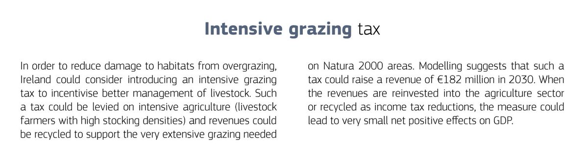 Interesting to note the proposed 'Intensive Grazing Tax' listed as a potential new environmental tax "that could raise a revenue of €182 million in 2030" - environment.ec.europa.eu/system/files/2…