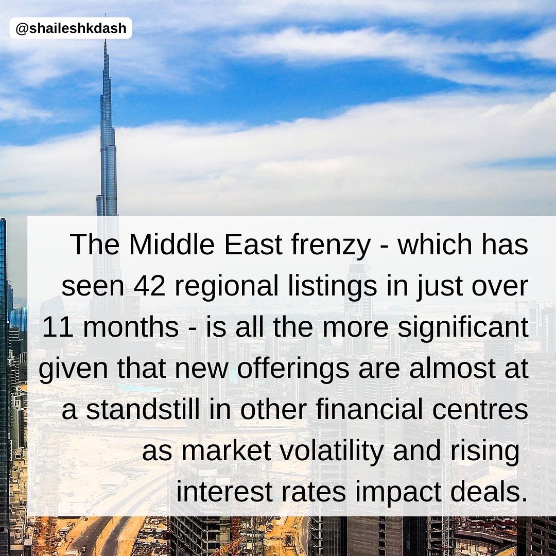 ShaileshDash's tweet photo. The Middle East is attracting more interest- and-bankers-to capture the flow of funds and investments. 

Most Wall Street banks expect the IPO boom to extend into next year as demand for regional assets grow. 

Source: @gulf_news 
.
.
#ipo #UAE #Dubai #investment #MENA #Business https://t.co/v7ZmNatadp