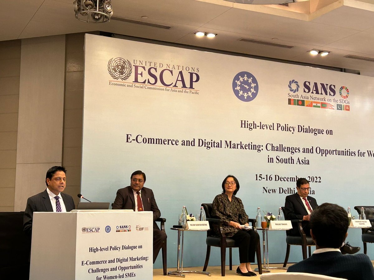 Happening now! ⁦<a href="/EIF4LDCs/">Enhanced Integrated Framework</a>⁩ &amp; ⁦<a href="/UNESCAP/">United Nations ESCAP</a>⁩ joint initiative 2 build #e-Commerce capacity 4 #SouthAsian #women #entrepreneurs trained over 2K women - 4X more than target. ⁦<a href="/wto/">WTO</a>⁩ ⁦<a href="/UNCTAD/">UN Trade and Development</a>⁩ ⁦<a href="/DrShankarSharma/">Dr. Shankar P Sharma</a>⁩ ⁦<a href="/RajanRatna/">Dr. Rajan Sudesh Ratna</a>⁩ ⁦<a href="/HangTranEIF4LDC/">Hang Tran</a>⁩