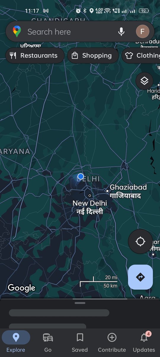 intothatvoid's tweet photo. @googlemaps tripping today. I'm in  Rajasthan and my gps location on both smartphones is being shown as Delhi (gps was on, I restarted my devices as well) what's going on @Google? https://t.co/rXXTZD1Xrr