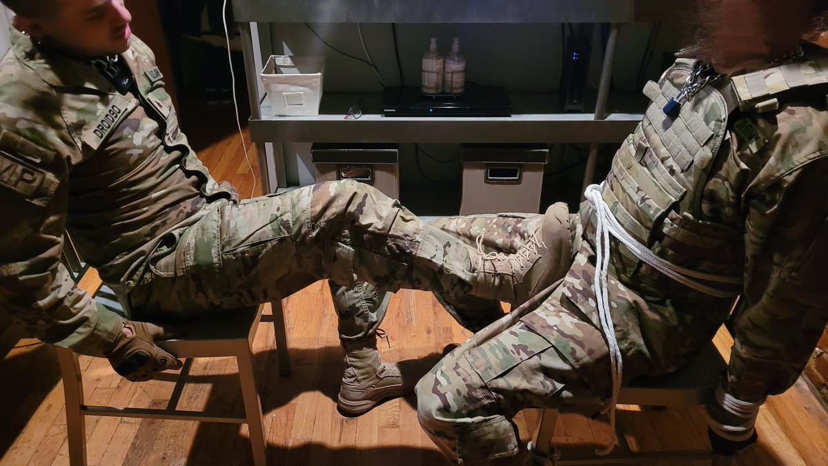 NKINGK1's tweet photo. Uniform bondage is my biggest sub side and here I am captured by @TheUAJock along with fellow soldier @Droid901. Who would know he ended up joining the evil and made me under his boots.

#bondage #uniformfetish #uniformbondage https://t.co/Zby64K4e4m