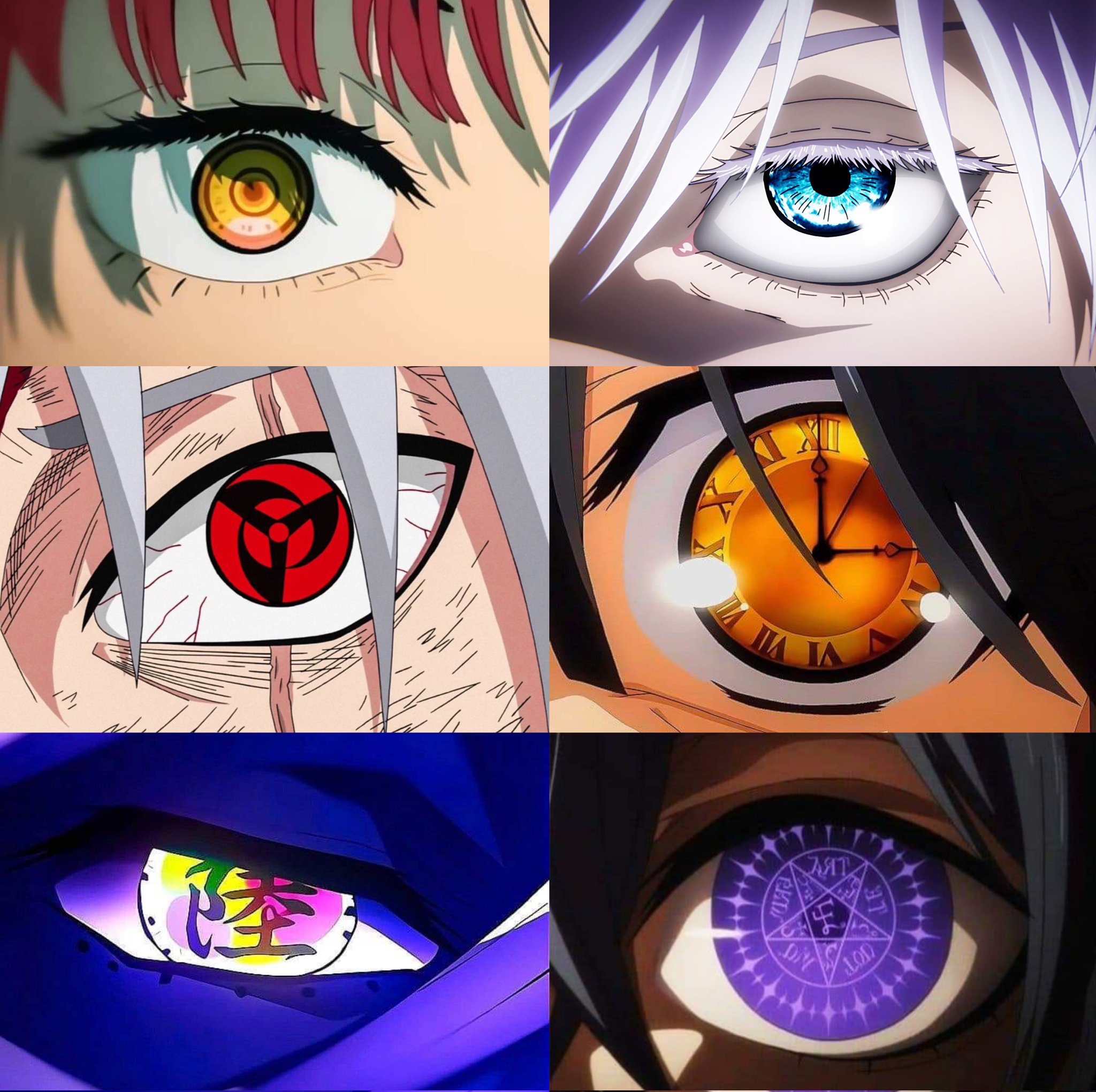 Different eyes on each anime characters power