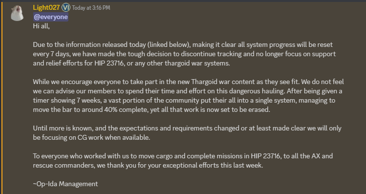 Our statement on the recent Thargoid War system state clarifications.
<a href="/EliteDangerous/">Elite Dangerous</a> <a href="/frontierdev/">Frontier</a> #EliteDangerous