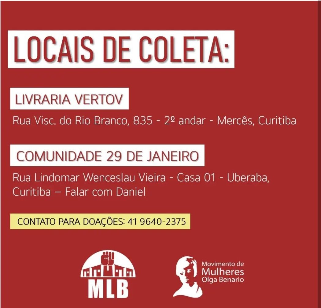 parana_up's tweet photo. 🚩 NATAL SEM FOME 🚩
Contribua e ajude nossos movimentos populares a proporcionarem dignidade ao povo trabalhador
PIX: 41985002899
#natalsemfome #Socialismo #Comunismo #leopericles #ForaBolsonaro #abaixoocapitalismo
🔥🔥🔥🔥
🆙🚩✊✊ https://t.co/u95be4BkbR
