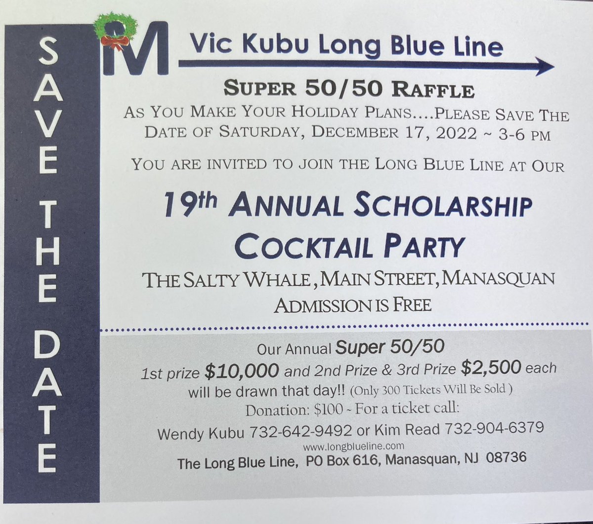 It’s that time of year again!  Come out and join us celebrating a great scholarship! 🎄🏈⚾️⚽️🥎🏑🥍🏒⛳️🏊‍♂️🤾‍♀️⛹️‍♂️🤼🎾🏃👨‍🎓👩‍🎓
#LongBlueLine