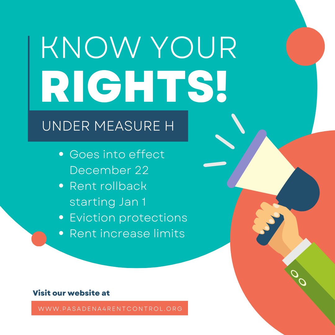 Pas4RentControl's tweet photo. The tenant protections in Measure H will take effect on December 22, 2022. Under Measure H you may be entitled to a RENT REDUCTION! To learn more about this and all the protections you will soon have, please visit https://t.co/ZGU0lrOP2U https://t.co/RLPihzSnNF