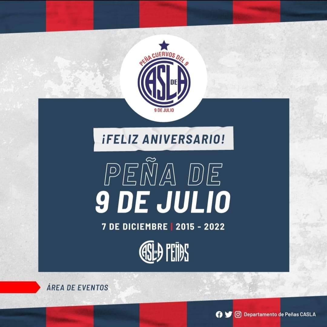 CdMalvinas's tweet photo. Desde  @CdMalvinas  queremos saludar y felicitar a @Cuervosdel9_ en su 7° Aniversario 🎊🎉🥳👏🏻👏🏻

Por muchos años más!!!🍾🥂

#MasQue90Minutos🔵🔴🔵
#SLFederal🇦🇷
#DeBoedoAlMundo✈🌎
#AreaDeEventos⁣ 🎊🎇
#CuervosDeMalvinasEnZonaNorte🔵🔴🔵 
@PeniasCASLA https://t.co/WivDag0fAM