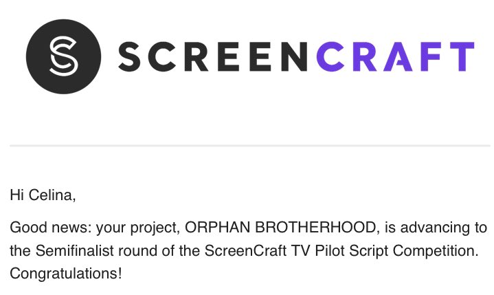 CelinaLDobson's tweet photo. Lovely way to end the year, my mythological pilot PSYCHOPOMP made the quarterfinals of @NetworkISA Emerging Screenwriters genre competition and my fantasy/action pilot ORPHAN BROTHERHOOD is a semifinalist in #Screencrafting TV pilot contest. Congratulations to all who advanced! https://t.co/CxyNSpvspv