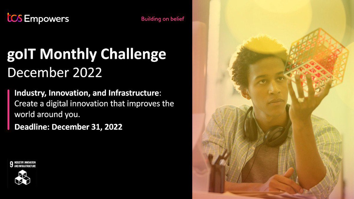 For this #goITMonthlyChallenge, December is our LAST call to submit innovations that will improve the world around you. Your submissions can cover any topic you’d like, as long as it’s a solution to a global problem.  Register here: on.tcs.com/goIT-APAC #TCSEmpowers