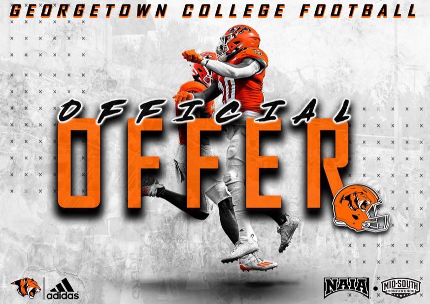 After a great visit and an amazing phone call, I am stoked to say that I’ve received an official offer from <a href="/Gtown_Football/">Georgetown College Football</a>!Thank you so much to <a href="/CoachDamGC/">Coach Damschroder</a> and <a href="/GtownCoachO/">Chris Oliver</a> for giving me this opportunity! <a href="/coachpayne64/">Mark Payne</a> <a href="/D90Coach/">CoachD90</a> @CoachWhiteMSHS <a href="/CoachHarpMS/">Cody Harp</a>