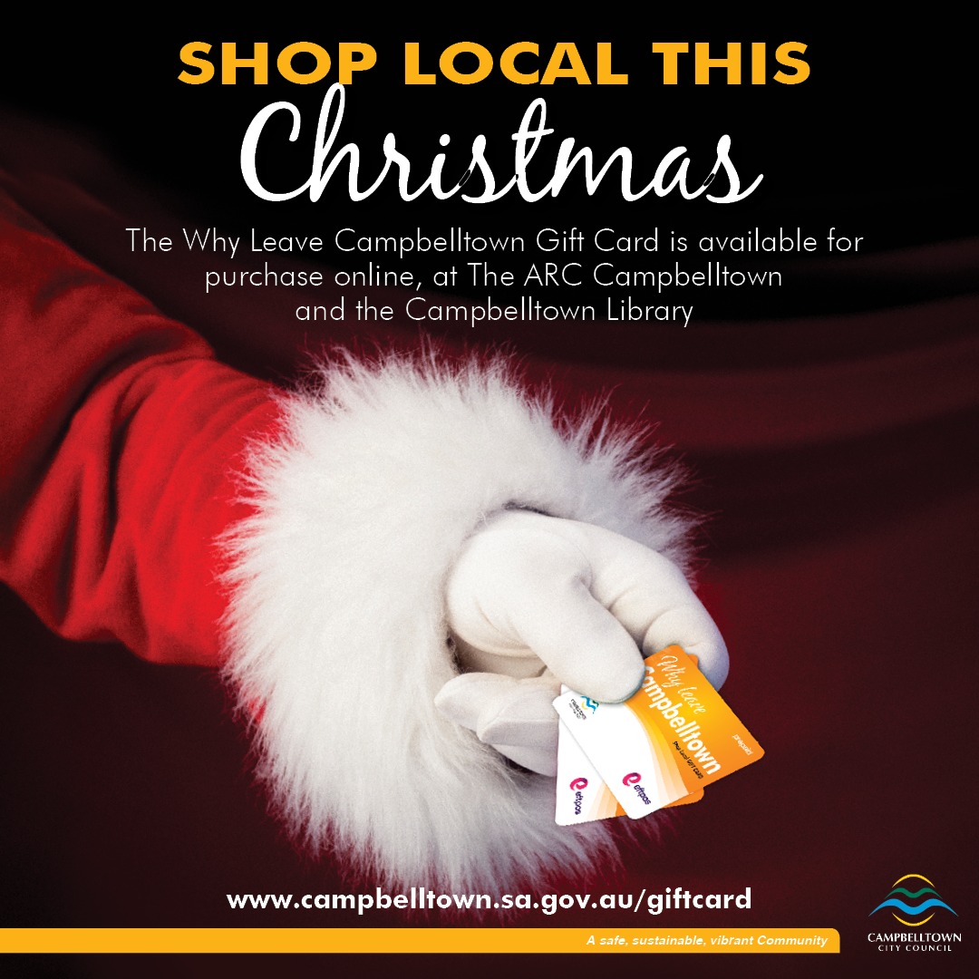 FoodTrailSA's tweet photo. Looking for a Christmas gift idea? Look no further! Shop local with a Why Leave Campbelltown Gift Card that can be spent in a number of participating local businesses. Buy your gift card online at https://t.co/5NzU8NY1zh, at The ARC Campbelltown or at Campbelltown Library. https://t.co/XcK5cwID6D