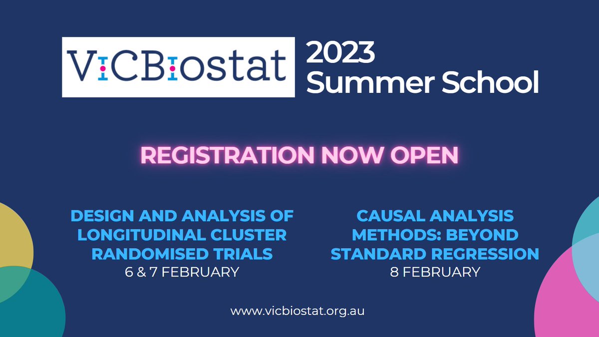 Registration for the 2023 ViCBiostat Summer School is now open!
Details: vicbiostat.org.au/short-courses