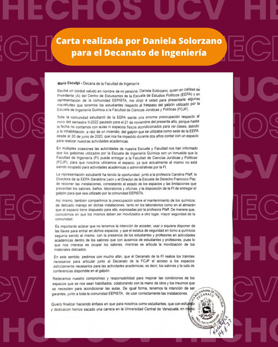 HechosUCV's tweet photo. ¿Quieres saber qué ha pasado con las aulas de la EEPA?🧵👇
📍Acá te hacemos un resumen con los puntos claves del esfuerzo mancomunado que ha realizado la comunidad #eepista para conseguir las aulas que necesitamos (1/3) https://t.co/bIj4TtawvI