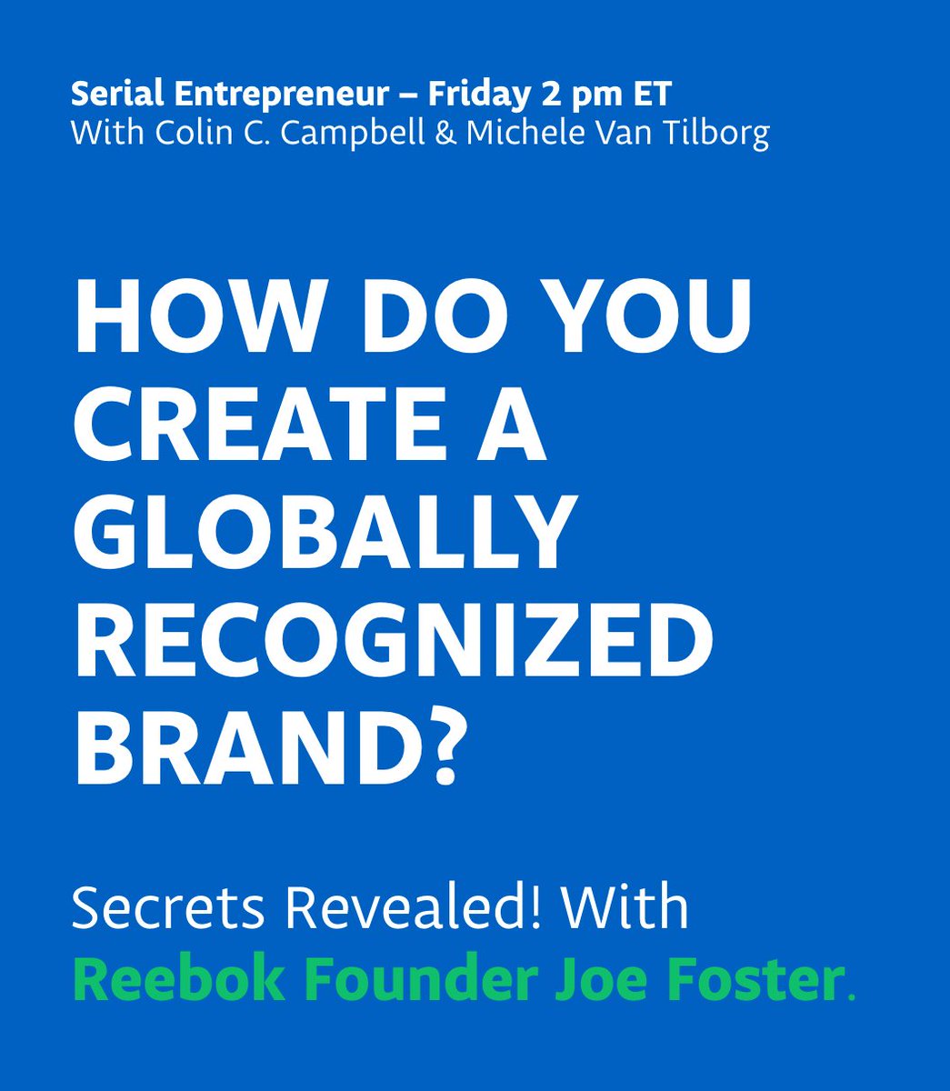 Mark your calendars for an exciting conversation – The iconic <a href="/Reebokfounder/">Joe Foster</a> is joining us this Friday on Clubhouse! 

Hear Joe Foster's advice for creative branding and leading a successful team, &amp; ask him your questions! More info below.

startup.club/calendar/seria… <a href="/Reebok/">Reebok</a>