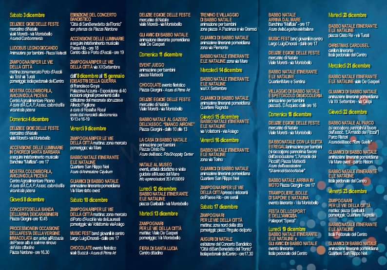 BB_SunBeach's tweet photo. Il #cartellone degli eventi natalizi di #SanBenedettodelTronto! 🌲🌲

Per maggiori info: https://t.co/uOxIwd6USx

#bbsunbeach #bedanbreakfast #natale2022 #festività https://t.co/NicOkNMJjv