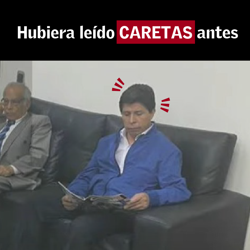 Caretas's tweet photo. Tras el golpe de Estado, Pedro Castillo fue vacado por el Congreso y detenido por la Policía. Luego, fue visto leyendo la edición de Caretas. https://t.co/cMpmxbeEdB