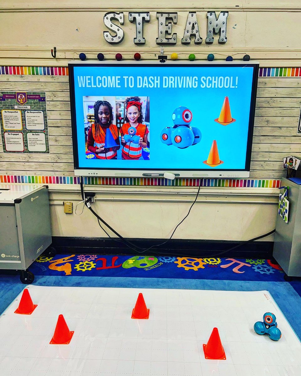 bk_sawyer's tweet image. Driving School for Dash Robots started today in the #STEAM room! @bellevue_es @RPS_Schools #CSEdWeek2022 #CSEdWeek #csed #HourofCode #coding