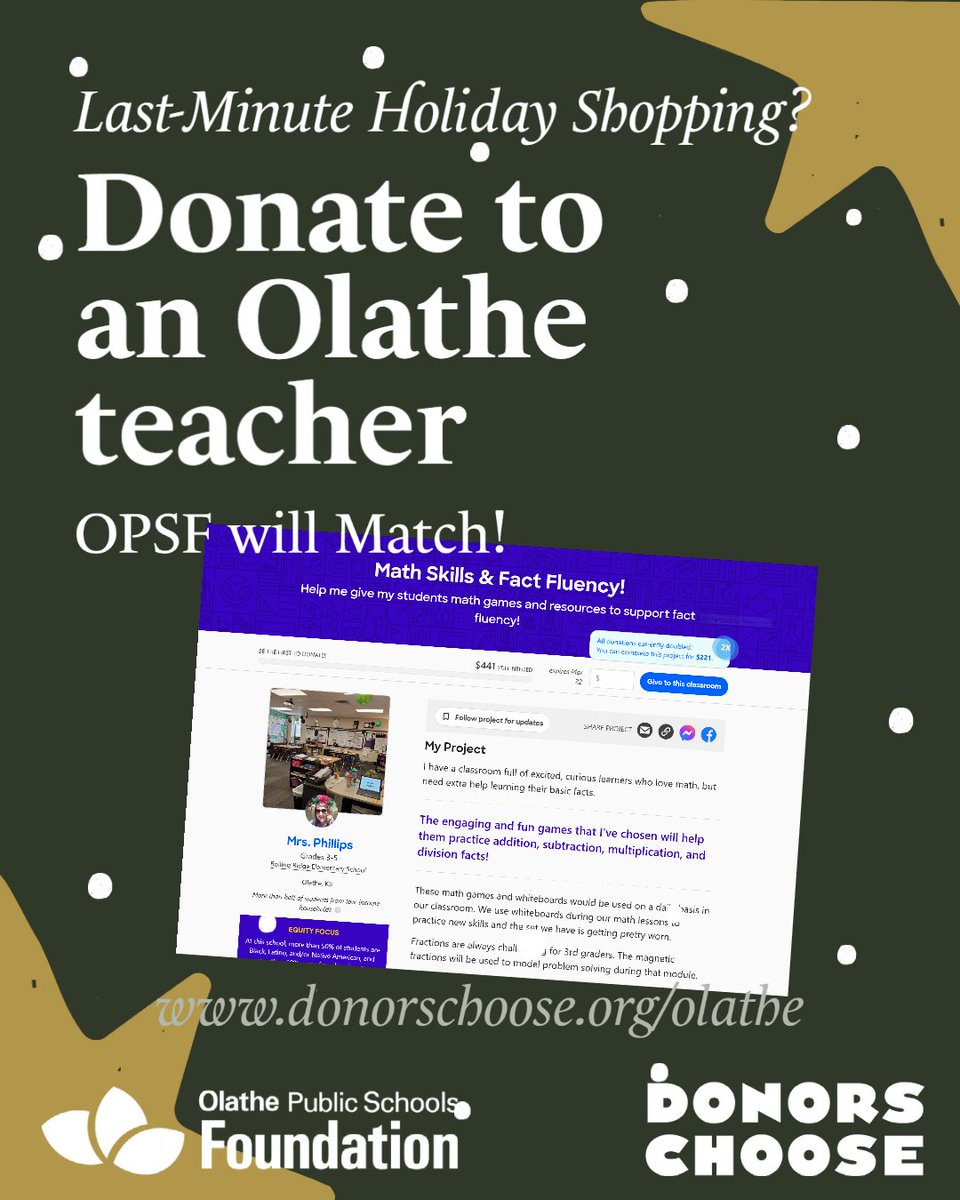 OPSF233's tweet photo. Don't know what to get that special Olathe teacher? Mrs. Phillips at Rolling Ridge is looking for extra fun math games to help her kids learn fluency with their basic math facts through play! https://t.co/P4wcG4ZugQ https://t.co/pPOOhZNeZt