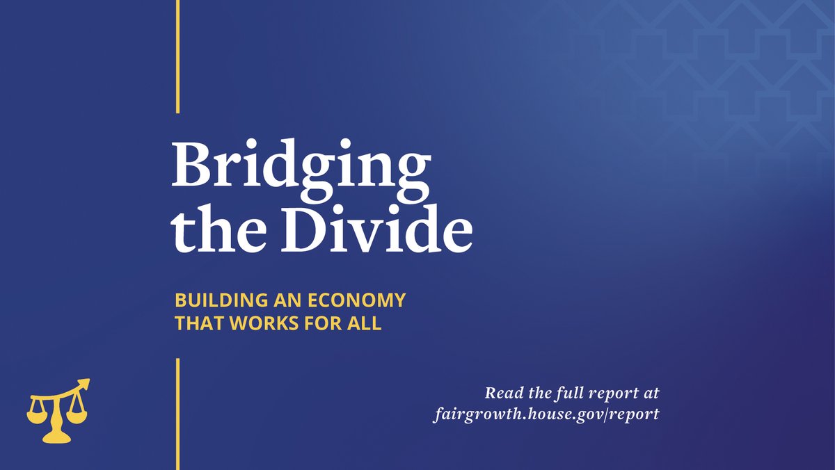FairGrowthCmte's tweet photo. In 2021, @SpeakerPelosi established @FairGrowthCmte to examine and propose practical solutions to our nation’s growing prosperity gap.

Read about our findings and proposals in our new report, "Bridging the Divide: Building an Economy that Works for All.”

https://t.co/tI6afHMewP https://t.co/KeKkuEV7Qe
