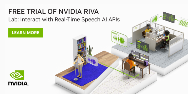 darrinpjohnson's tweet photo. Prototype, test, and fine-tune your conversation-based AI solutions with NVIDIA Rivaโs automatic speech recognition and text-to-speech skills in this free trial. #ASR #TTS #NVIDIARiva https://t.co/fjmkAJq13Q https://t.co/yWoTTNU6JL